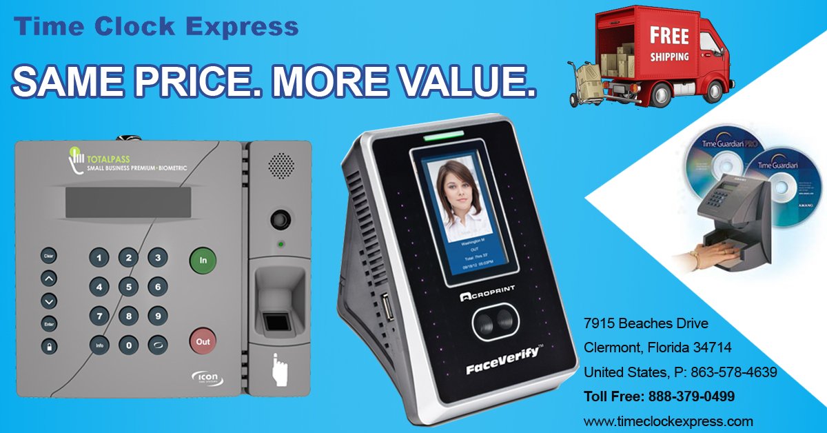 TimeClockExpres's tweet image. We carry a wide variety of Biometric Clocks and Systems. You can now shop for all of your Time and Attendance Needs here  ow.ly/bUMU30lNpCv