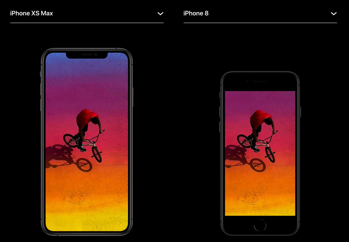 مقارنة بين حجم ايفون Xs Max وايفون 8