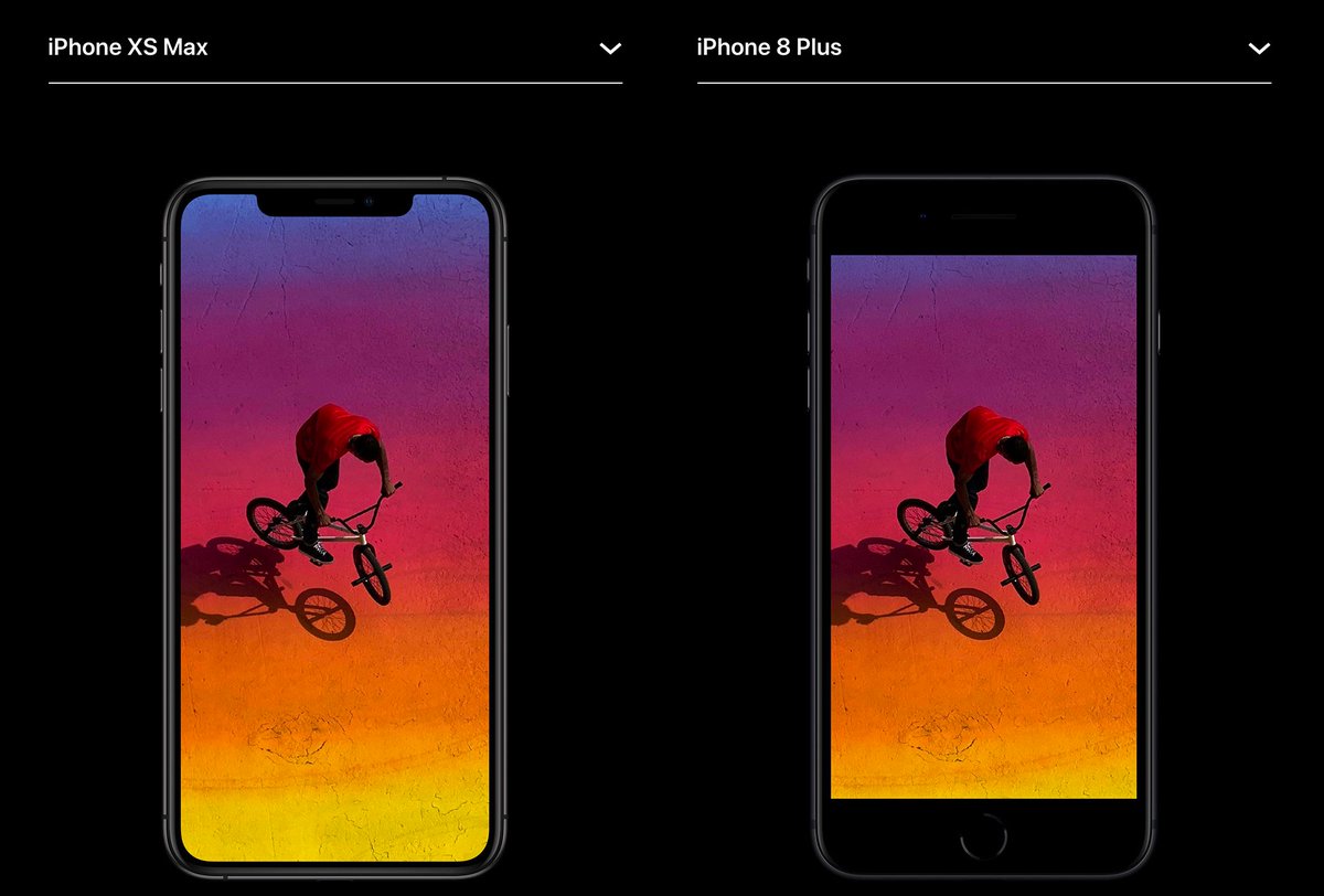 مقارنة بين حجم ايفون Xs Max وايفون 8 بلس