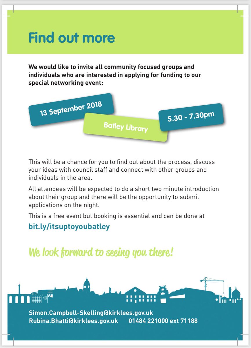 KirkleesCI's tweet photo. #ItsUp2U #KirkleesWelcomes  Calling all #ChangeMakers 

Do you have an innovative community cohesion project idea? Join us tomorrow for a Meet Your Neighbours event at Batley Library, Thursday 13th September 2018, 5.30-7.30pm

https://t.co/VMR8a1ERmQ https://t.co/Il2JZPl92a