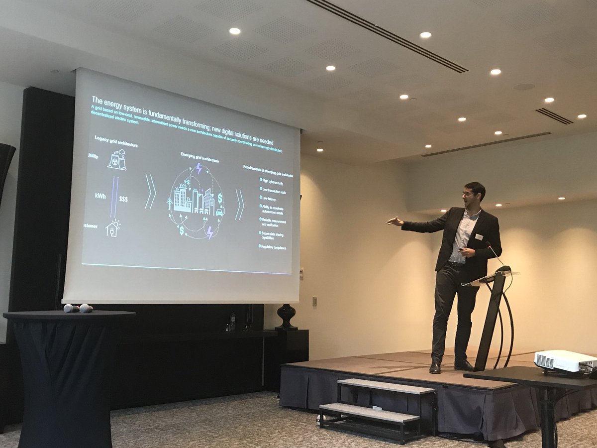 SettleMintCom's tweet photo. Up on stage at the #synergrid Annual event is @orioldevall of @energywebx. Tonight we discuss how #blockchain is applied in the #energy sector. If you want to know more about how we can help you, please have a look at #energymint. https://t.co/G8l0jDo27q #ewf #energywebfoundation https://t.co/2Cz8qrinoi