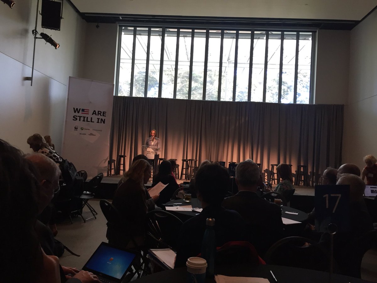 billyspitzer's tweet photo. Elizabeth Bagley kicking off the sold out We Are Still In Forum at Cal Academy of Sciences. @_NNOCCI and @NEAQ are still in and committed to addressing climate change! #climatehope #climateactionnow https://t.co/gorFWsbV5h