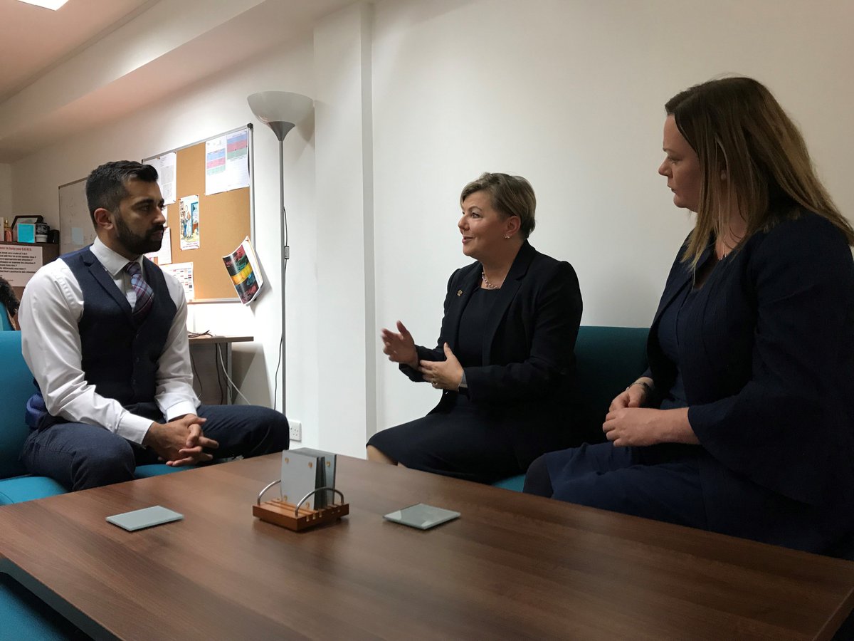 VSScotland's tweet image. We were honoured to host a meeting today between @HumzaYousaf  and Lynn Burns, whose son Sam was murdered, about the ambitions for our new homicide service. Lynn will work with us and @ScotGovJustice to help design it.