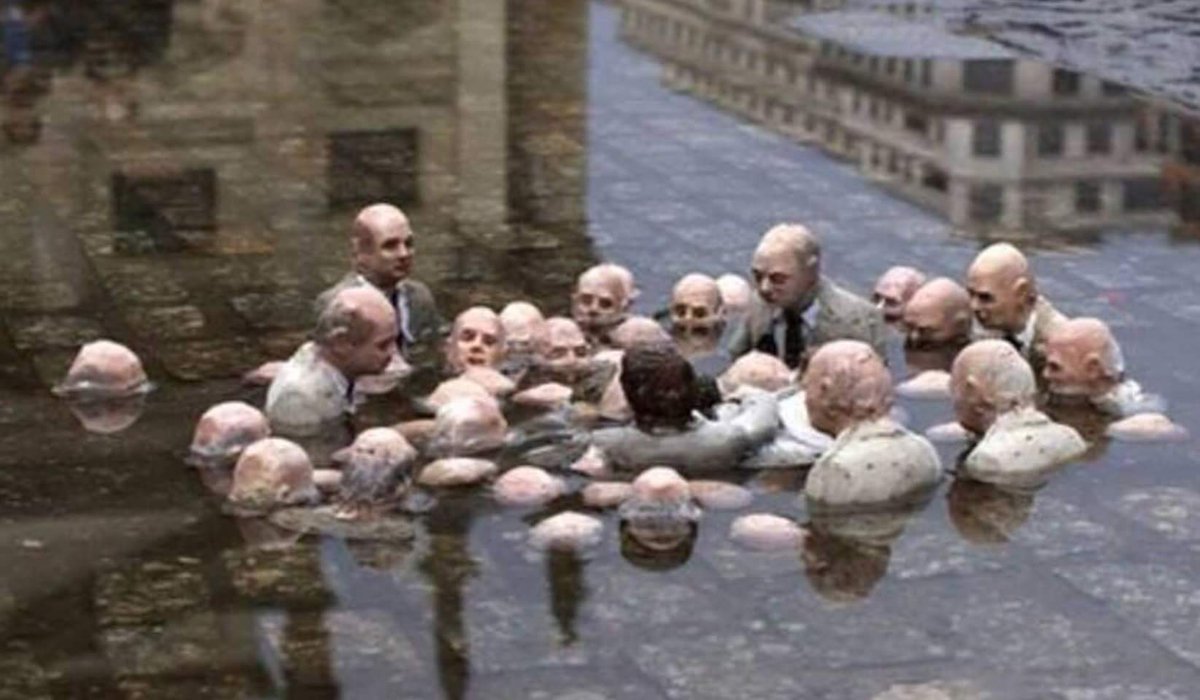IwiCollective's tweet photo. This is a statue located in Berlin, entitled "Politicians Discussing Global Warming." - unsure of owner but just had to share! https://t.co/l7kdl3lrw3