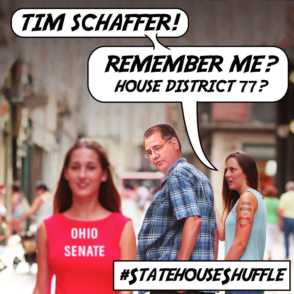 BrettPransky's tweet photo. If @TimSchaffer wins in November, he'll give his seat to the @OhioHouseGOP, join the Senate, and someone who doesn't live here will choose your next representative.
It's not honest. The #StatehouseShuffle is just more of the same from the #CultureOfCorruption in the @ohiogop. https://t.co/3ODRKU17uQ