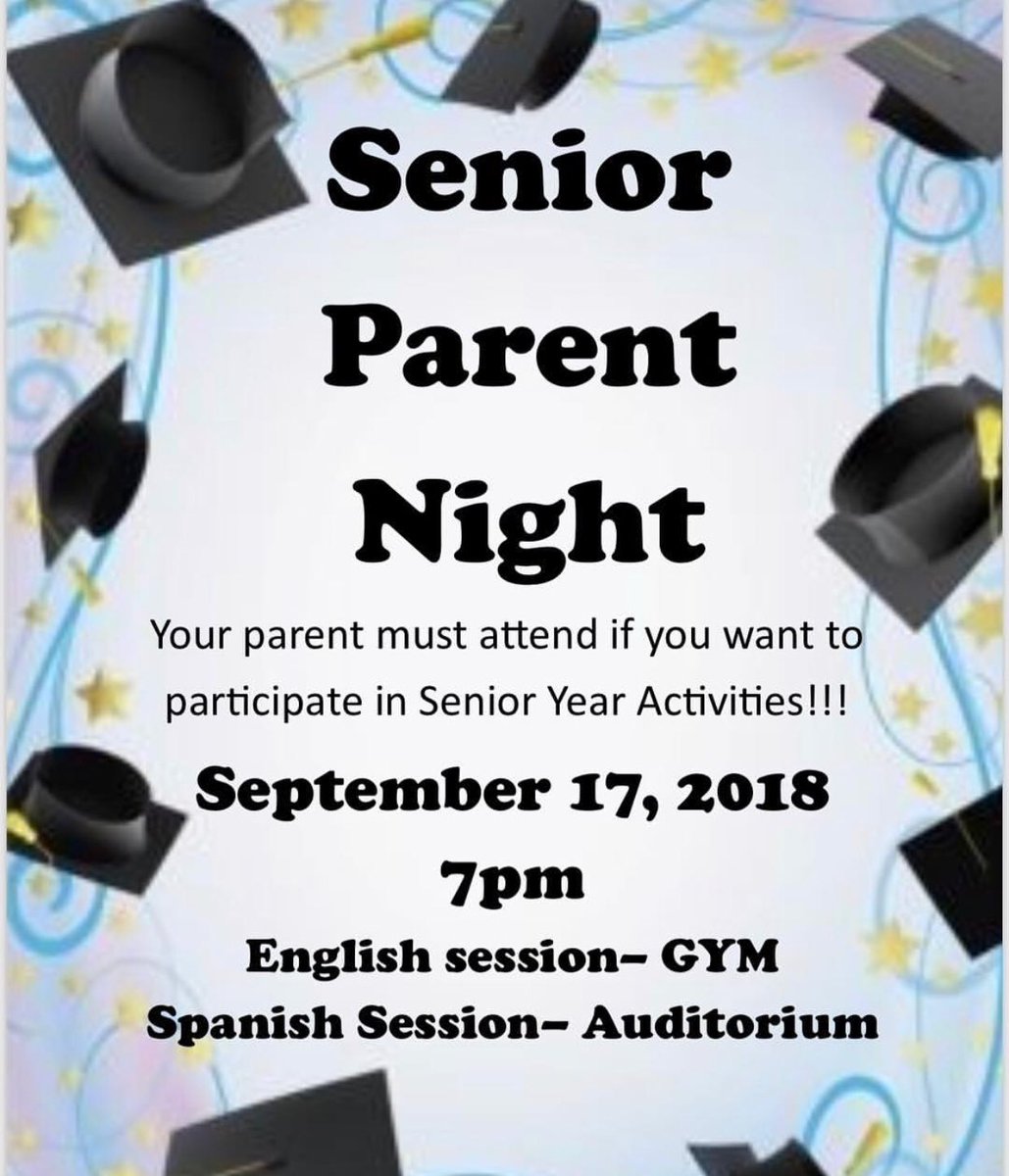 HawksHub's tweet photo. Attention Senior Hawks ❗️ Senior Parent Night will take place Monday, September 17th at 7:00PM. Attendance is MANDATORY if you want to participate in any senior activities throughout the school year! https://t.co/Stan3obQ4m