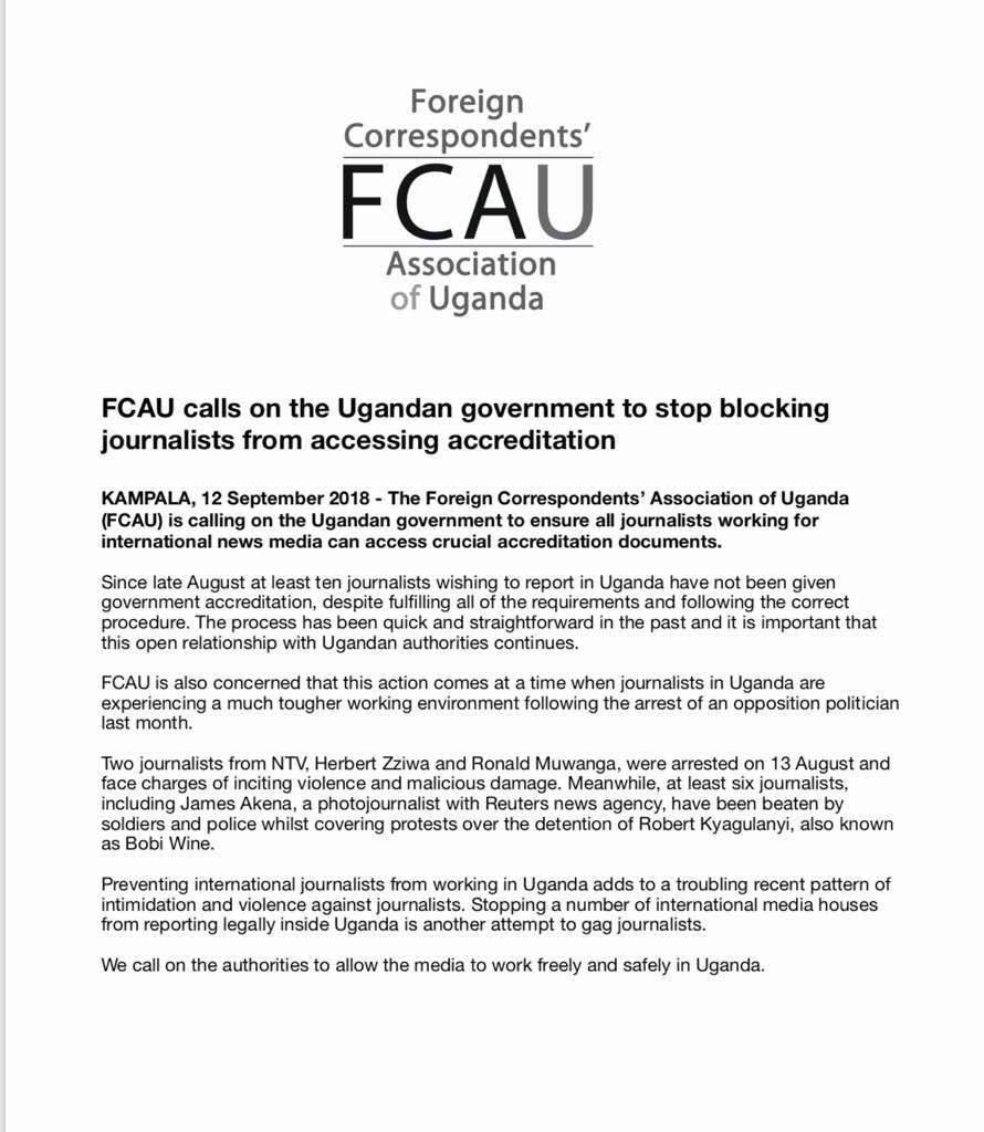 The right to free expression enshrined in our Constitution extends to foreign journalists working in Uganda who provide information not only to their home audiences but to Ugandans as well. The accreditation of foreign journalists must be quick and transparent.