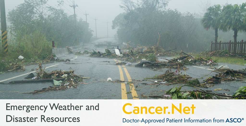 CancerDotNet's tweet photo. A collection of resources for people with cancer and their loved ones to help prepare for and stay safe during a hurricane or other severe weather: https://t.co/0CxtWV4ZPz

#cancer #hurricane #Florence #NOAA #HurricaneFlorence https://t.co/3fGex9VdwX