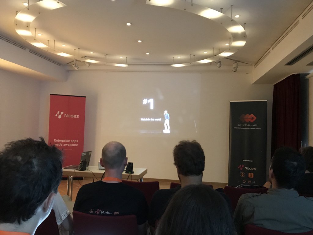 hello_paja's tweet image. Apple keynote live at @SwiftServerConf #serversideswift