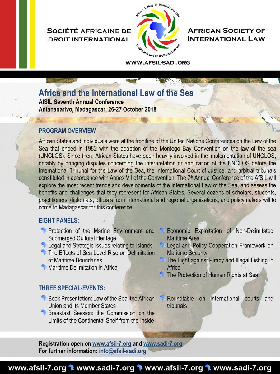 hranjeva's tweet photo. 7th Annual Conference of the African Society of International Law (AfSIL), Antananarivo, 26-27 October 2018, registration open on https://t.co/4dm2xfTwws [English] and https://t.co/DySrWbDOD6 [français] https://t.co/cV6NyB1RYs