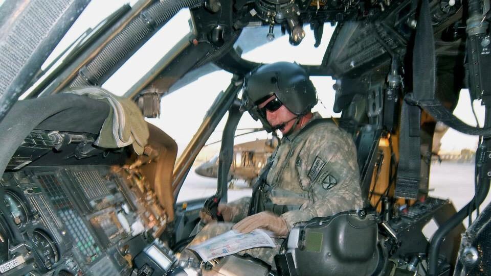 Author on the morning of Operation Hammerdown. The ill-fated Dustoff 7-2 in the background.