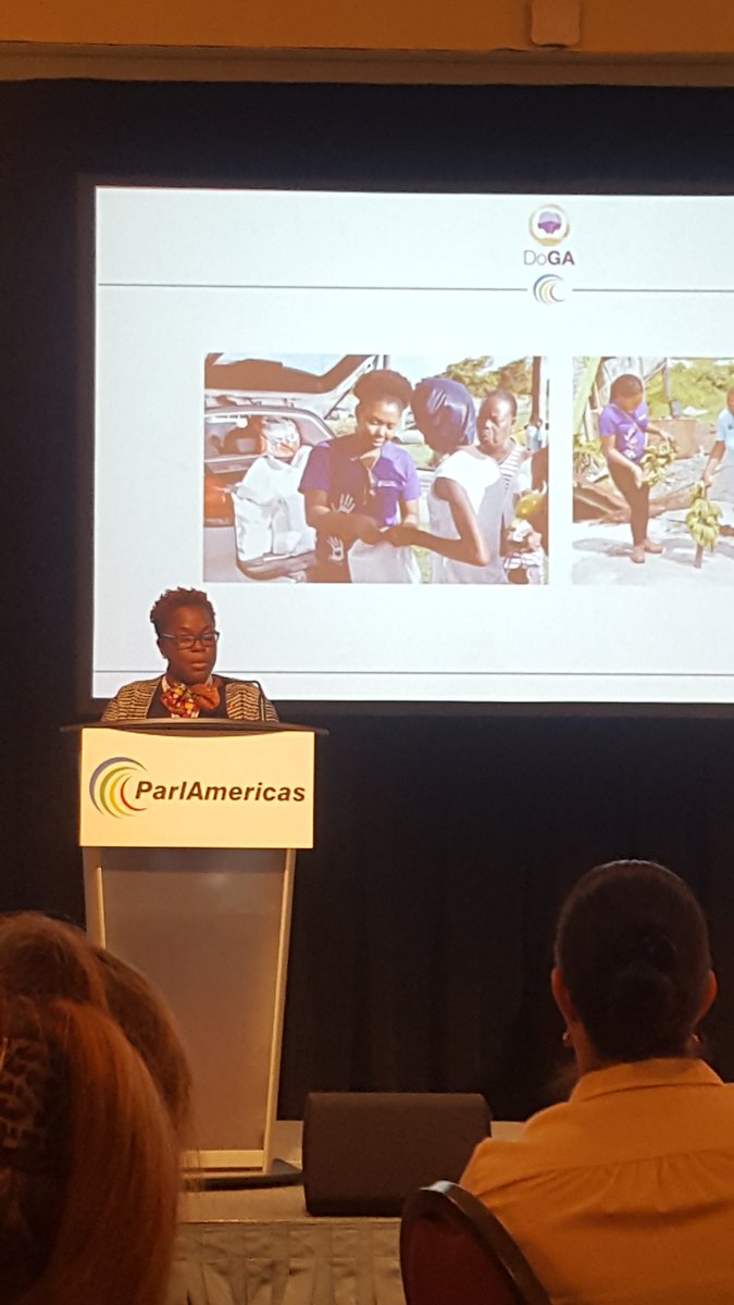 Speaking now on climate change and migration Senator Alincia Williams- Grant from Antigua and Barbuda. #ParlAmericas2018.