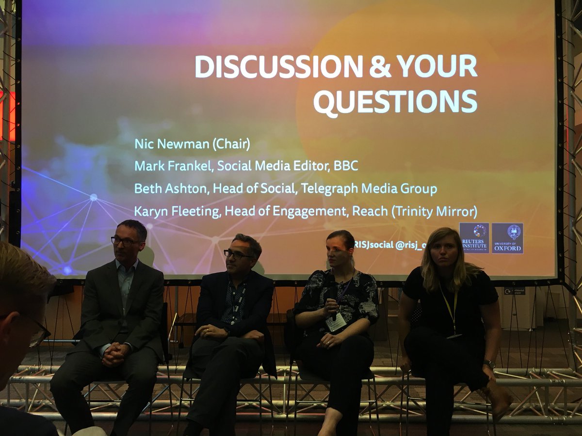 journalismnews's tweet photo. Have you got any questions on use of social media platforms for news? Ask this stellar panel now #RISJsocial https://t.co/hWHZnbpAJR