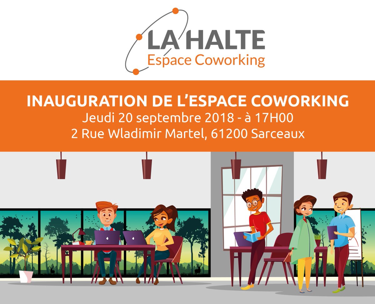 Inauguration de La Halte Coworking jeudi 20 septembre à 17H00 à Sarceaux Argentan lahaltecoworking.fr/inauguration-e… #coworking cc <a href="/ptitlyli/">Lydiane Lambert</a> <a href="/memoristic/">Pierre Ristic ⏚🌻🌊</a> <a href="/jjmahe/">Jean-Jacques Mahé</a> <a href="/forumdigital14/">Forum digital</a> <a href="/neonomade_com/">neo nomade</a> <a href="/LaurentRebours/">Laurent Rebours</a> <a href="/LbeauvaisBN/">Laurent Beauvais</a> <a href="/jeromenury/">Jérôme NURY</a>