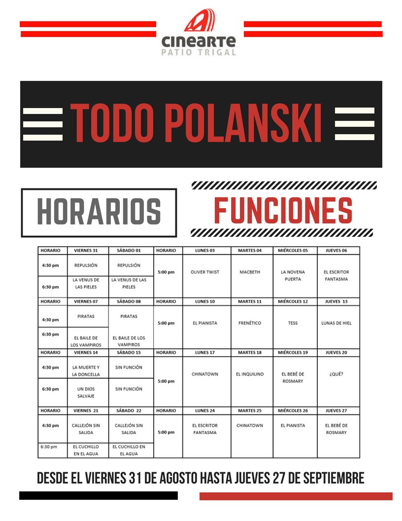 UCarabobo's tweet photo. Hoy #12Sep continúa la selección #TodoPolanski en nuestro @cineartepatio,  con la proyección a las 5:00pm, del film "Tess" protagonizado por Nastassia Kinski. Esta es una iniciativa apoyada por la Embajada de Polonia en Venezuela y el Circuito @Gran_Cine #LeeTiempoUC https://t.co/bxemxFrboJ