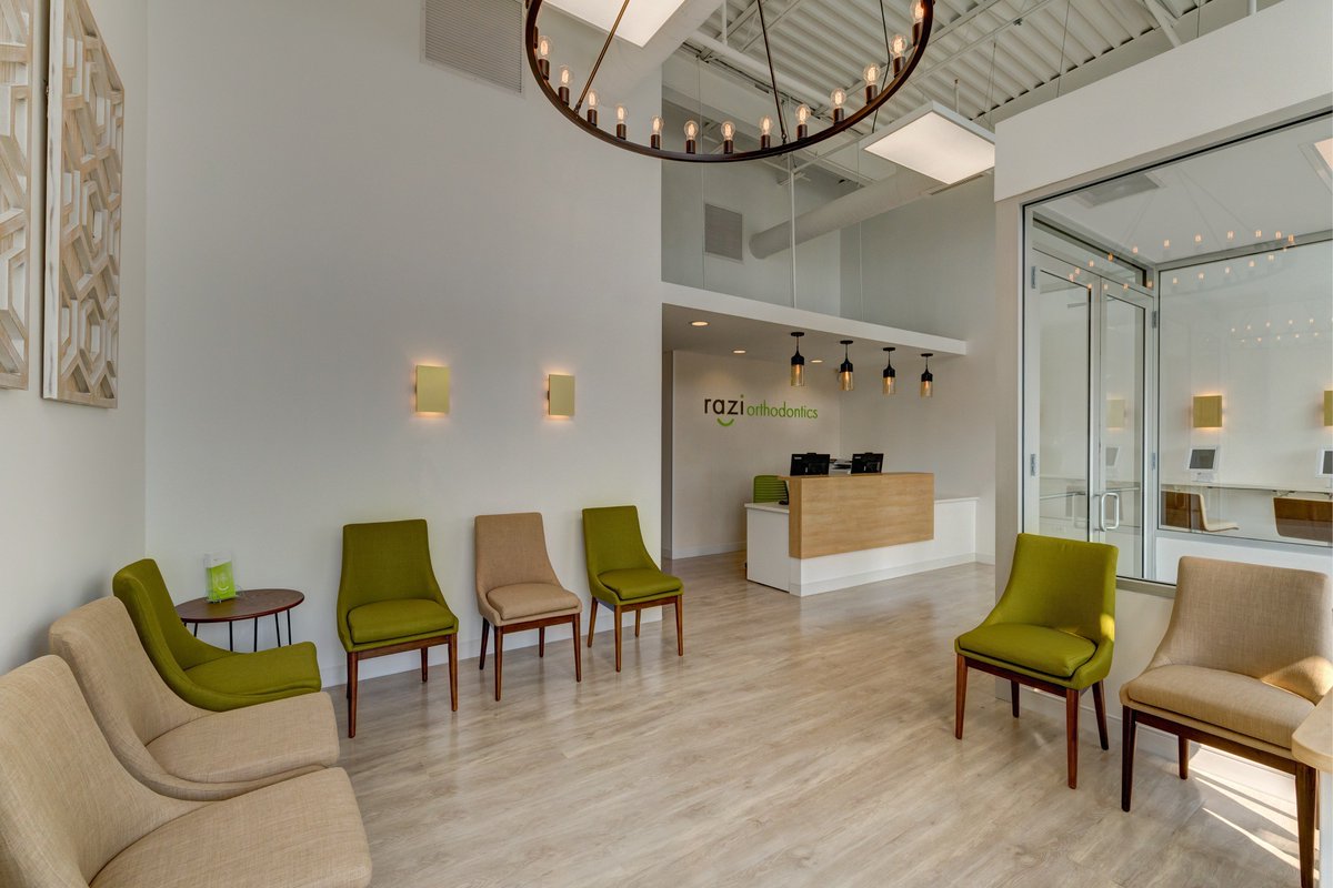 APEXDB's tweet photo. Razi Orthodontics reflects Dr. Kaleem Razi’s personal style and practice branding, featuring Scandinavian, modern appeal with bright finishes and green accents. #apex #apexdesignbuild #design #architecture #construction #orthodontics #wheaton #raziorthodontics #smileBIG https://t.co/SG4kxUNmu4