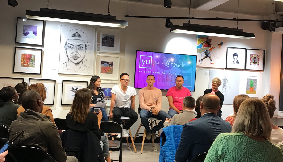 yulife's tweet photo. We’re kicking off! @teamfeedr’s @riya78 is hosting a panel of cofounders from @workdotlife, @urbanmassage, and @wellnesslon. #workplacereimagined #yulife https://t.co/bnUmUipQ3l