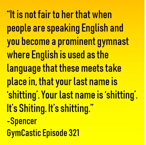 Gymtertainment's tweet photo. The first of many moments that had me dying of laughter during this week's @GymCastic 🤣 #GymCasticQuotes #unfortunatenames https://t.co/XbbYTJFUyh