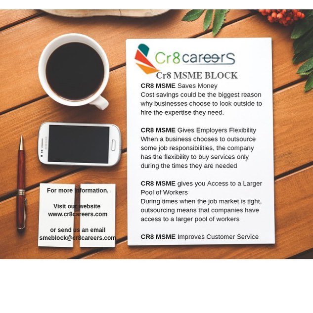 cr8careers's tweet image. Here are some vital reasons why companies signup for Cr8 MSME 
1. To Save Money
2. To gives Employers Flexibility
3. To give the company Access to a Larger Pool of Workers
4. To Improve Customer Service
.
.
.
Visit cr8careers.com for more info. 
#Consulting #outsourc…