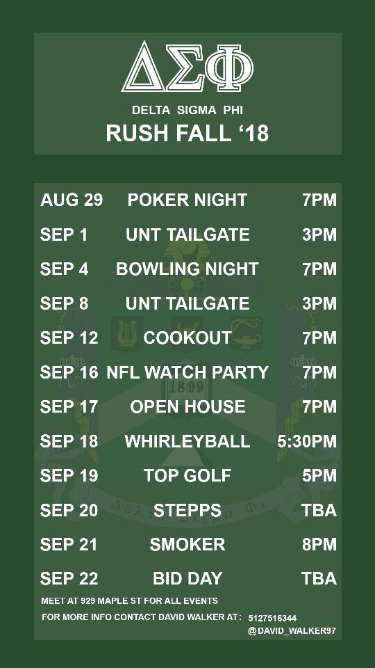 UNT_DeltaSig's tweet image. Come out to the house tonight for a cookout and open house at 7pm. Our address is 929 Maple Street. Looking forward to meeting y’all tonight! #rushdsp #unt22 #unt21 🇺🇸