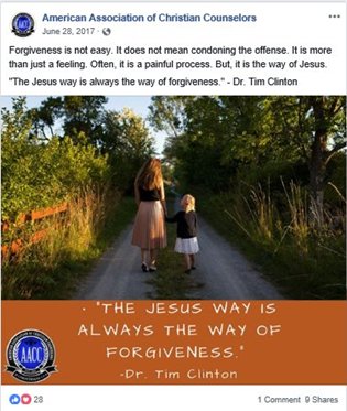 Pic1 = A facebook post from the AACC.Pic 2 = Words from Brian Zahnd in "Radical Forgiveness: God's Call to Unconditional Love," 2013.