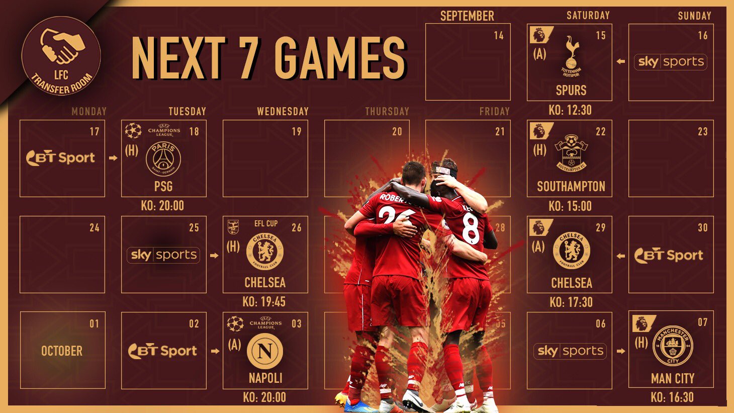 LFC Transfer Room on Twitter "UPDATED VERSION Chelsea game moved to the 26th. EFL…