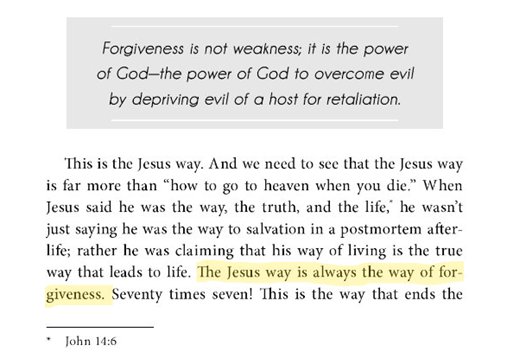 Pic1 = A facebook post from the AACC.Pic 2 = Words from Brian Zahnd in "Radical Forgiveness: God's Call to Unconditional Love," 2013.