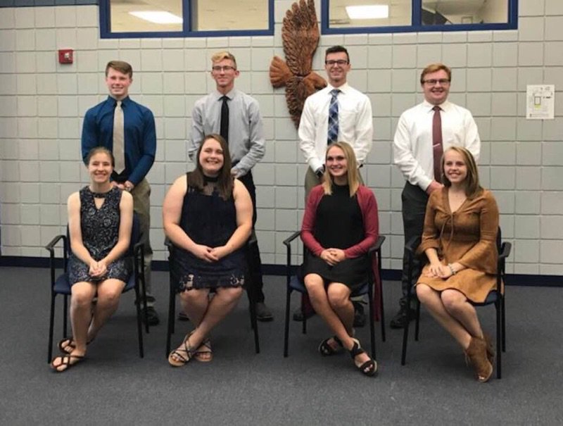 LHNEeagles's tweet photo. 2018 Homecoming Court - Marcus Echtenkamp, Wyatt Boelter, Ian Hanson, Jeremiah Nichols, Emma Baumann, Alexa Ames, Matty Boning, and Sidney Kucera. Congratulations! Please join us after the homecoming football game this Friday for the coronation. https://t.co/28I944rMnN
