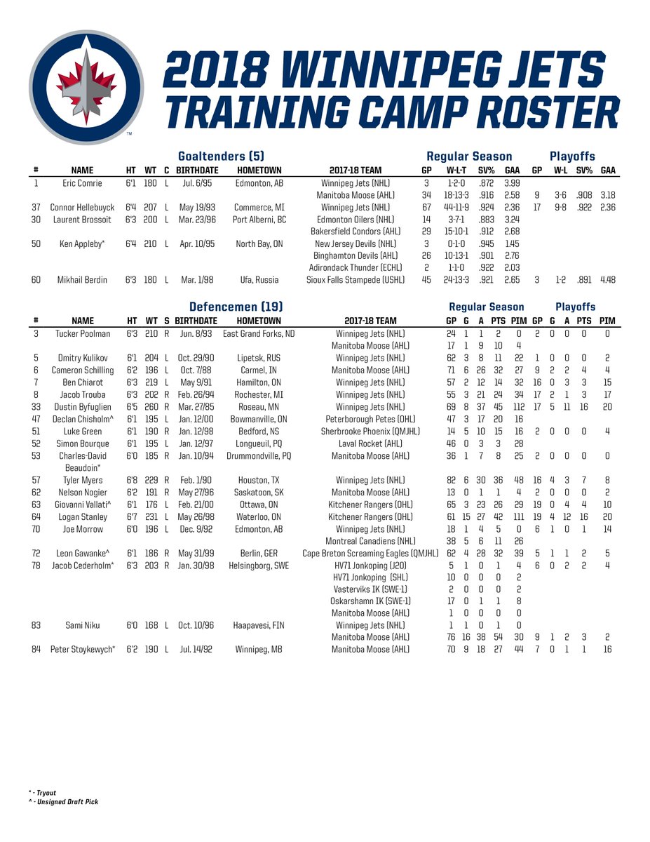 nhl jets roster