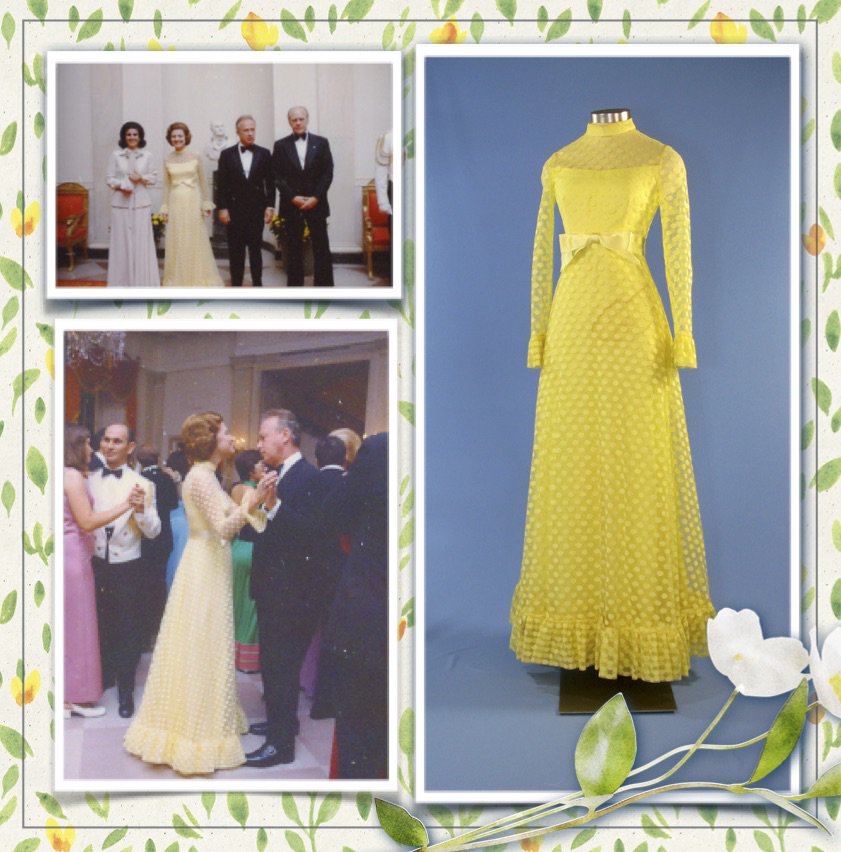 lisa_mccubbin's tweet photo. #OTD in 1974 President Gerald Ford and First Lady Betty Ford hosted the Prime Minister of Israel and his wife Mrs. Rabin. Dress in festive yellow, one of her favorite colors, Betty showed off her favorite local designer Frankie Welch.
#OOTD #FirstLadyStyle #FirstLadyFashion #NYFW https://t.co/Ovuje5N9fb