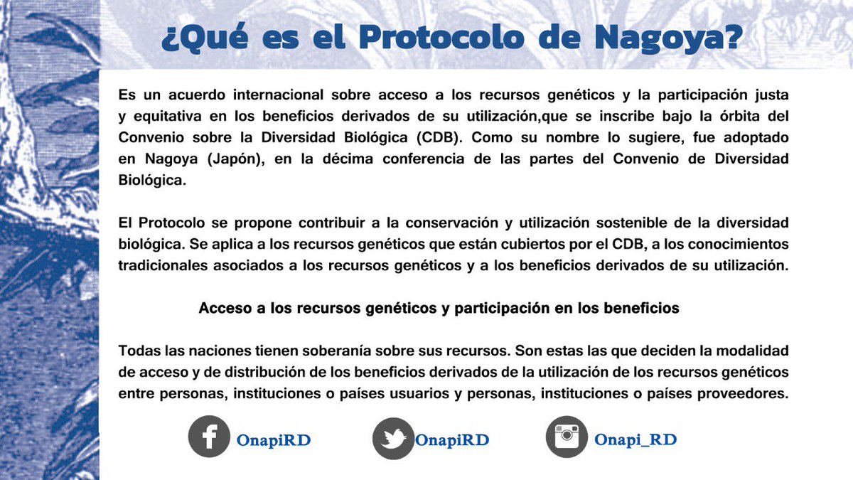 OnapiRD's tweet photo. #ONAPIteOrienta| Y es que hoy se desarrolla la segunda fecha de este importante diálogo, donde exponen varios paises que ya ratificaron el #ProtocoloDeNagoya, del cual te hablamos a continuación: https://t.co/mVWkyTRbzn
