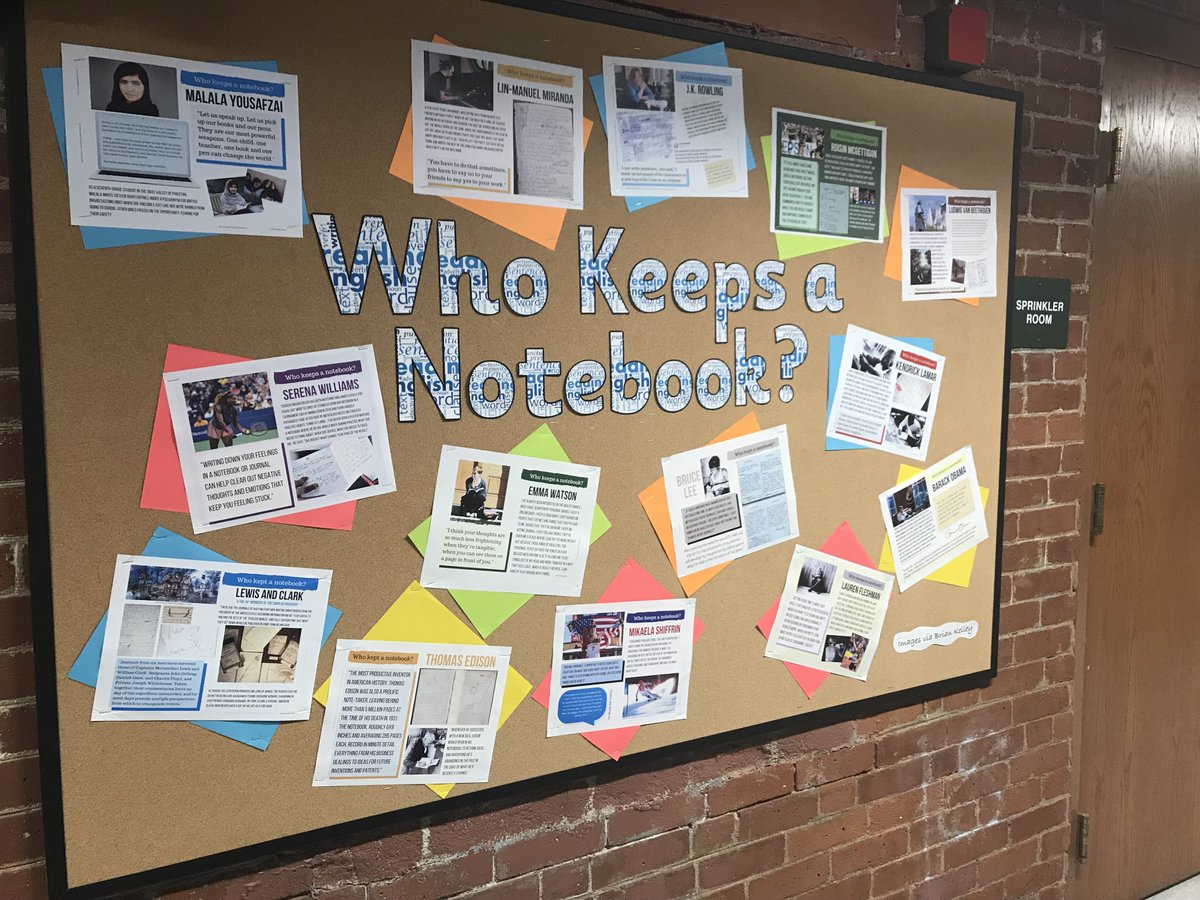 WAEnglish's tweet photo. Students, check out our display in Kingsley basement and learn why so many successful people keep notebooks! https://t.co/EUKRmaW9o1