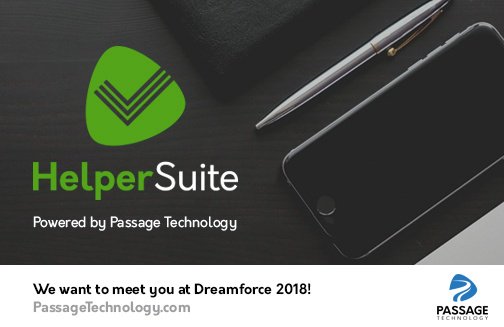passagetech's tweet image. Visit us at @Dreamforce 2018 - Find out how #HelperSuite can make you a Rockstar #SFDCAdmin #DF18 bit.ly/2LASRCg
