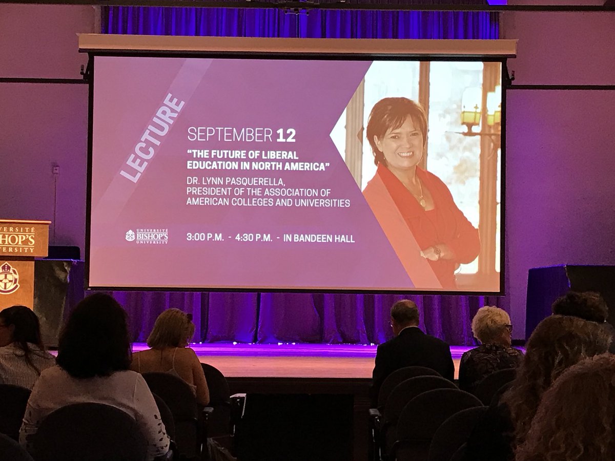 Dr. Lynn Pasquerella, president association of American colleges and universities <a href="/UBishops/">Bishop's University</a> on “the future of liberal education in North America”: employers place an emphasis on students’ ability to respond to rapid change and emphasize the importance of broad liberal learning