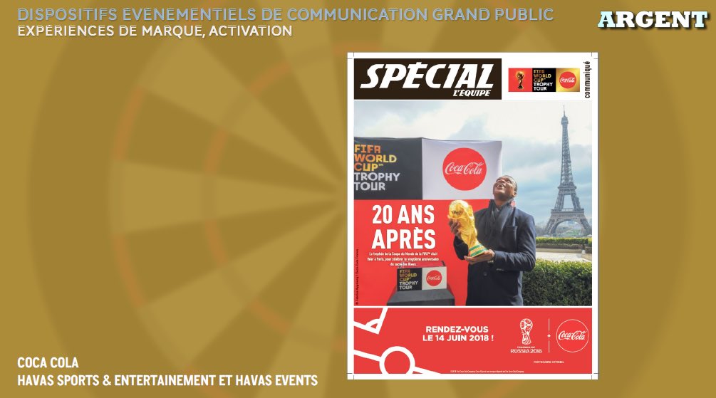 Strategies's tweet photo. Catégorie Dispositifs événementiels de communication Grand public/experiences de marque, activation : ARGENT pour @cocacolafr et @Havas_SE Bravo! #gpstrat https://t.co/a1xzW94qnF