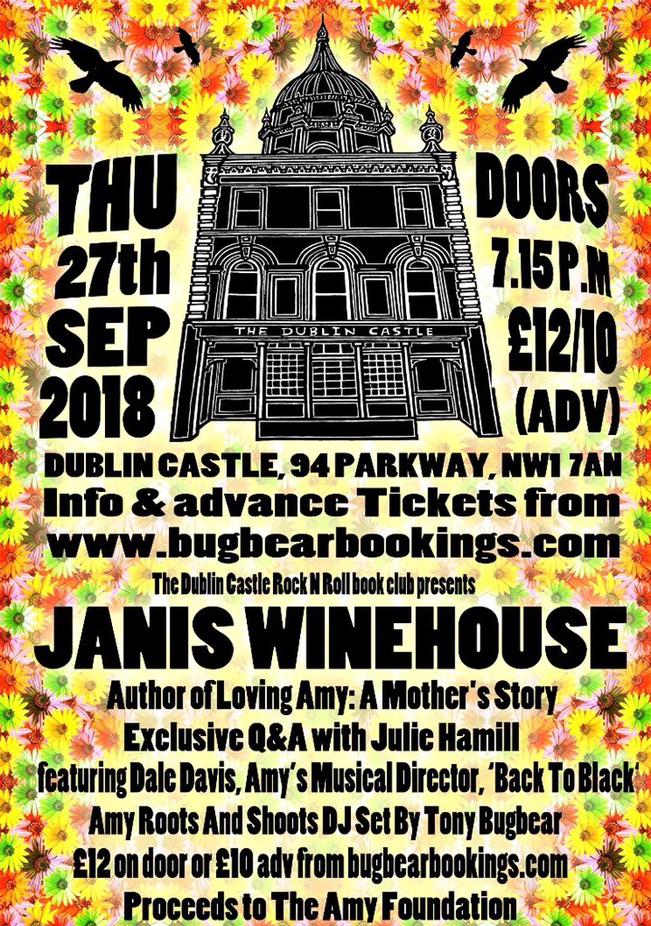 This promises to be one of the most wonderfully poignant book clubs we ever do, feat. the lovely <a href="/JanisWinehouse/">Janis H Winehouse</a>. Amy’s musical director, <a href="/daledavisbass/">DaleDavis</a> and author <a href="/Helenadrak/">Helena Drakakis</a> will join us for an on stage panel to celebrate one of the world’s most gifted singers. Join us - 27 Sep