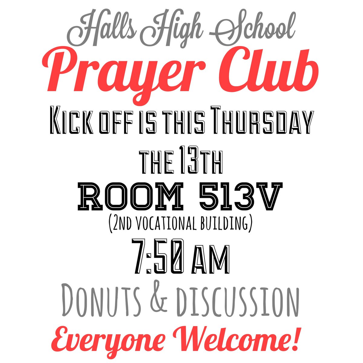 hhsprayerclub's tweet photo. Tomorrow morning, everyone be there! https://t.co/1AqmpzkVKj