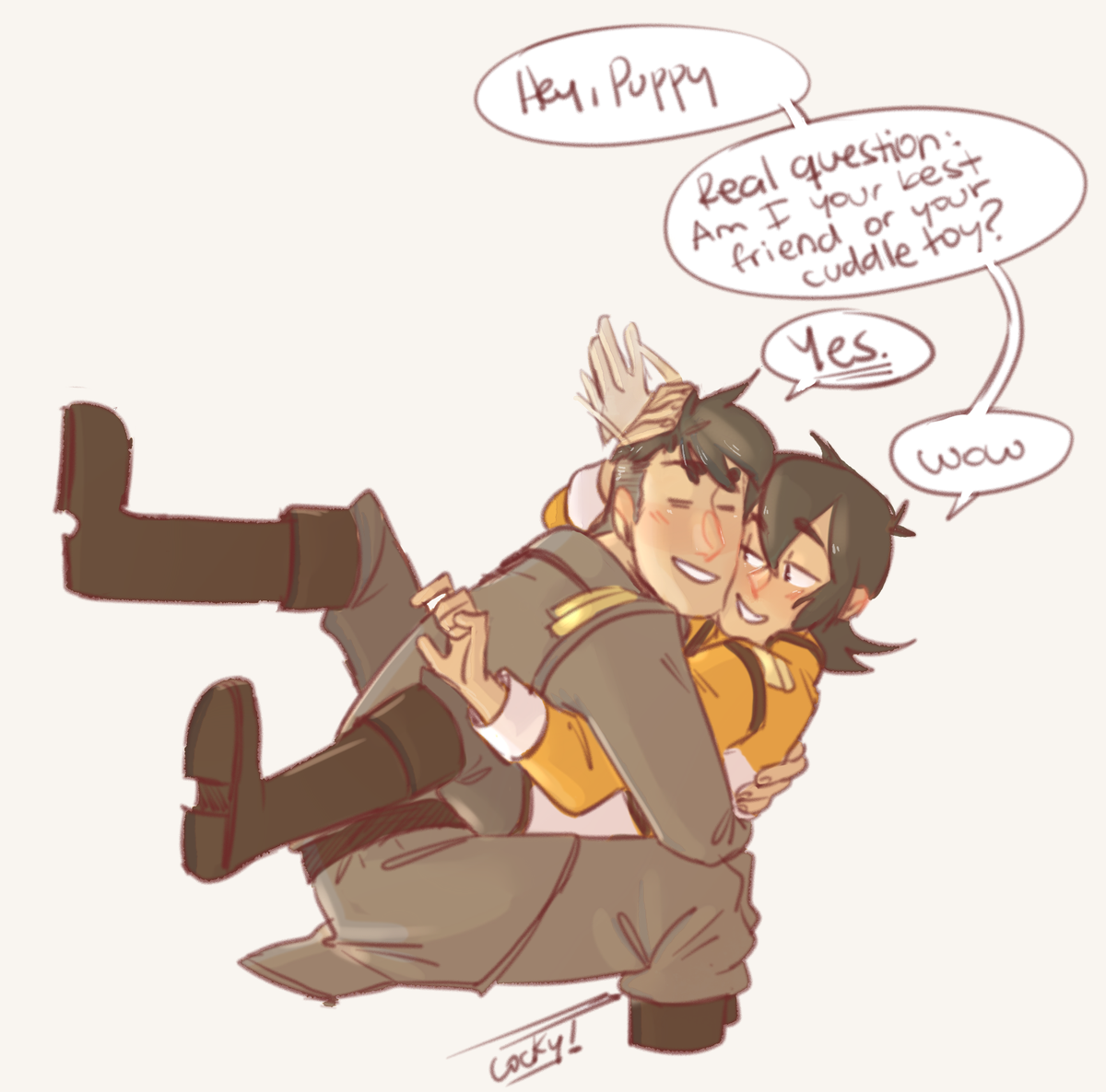 #voltron #VoltronLegendaryDefender #prekerberos 
From the hugs poll! Considering that at the begining of the show Keith seems comfortable with physical affection if it comes from Shiro only- I hc that Shiro worked v hard to get there with Keith back when he was a lil wild cat.