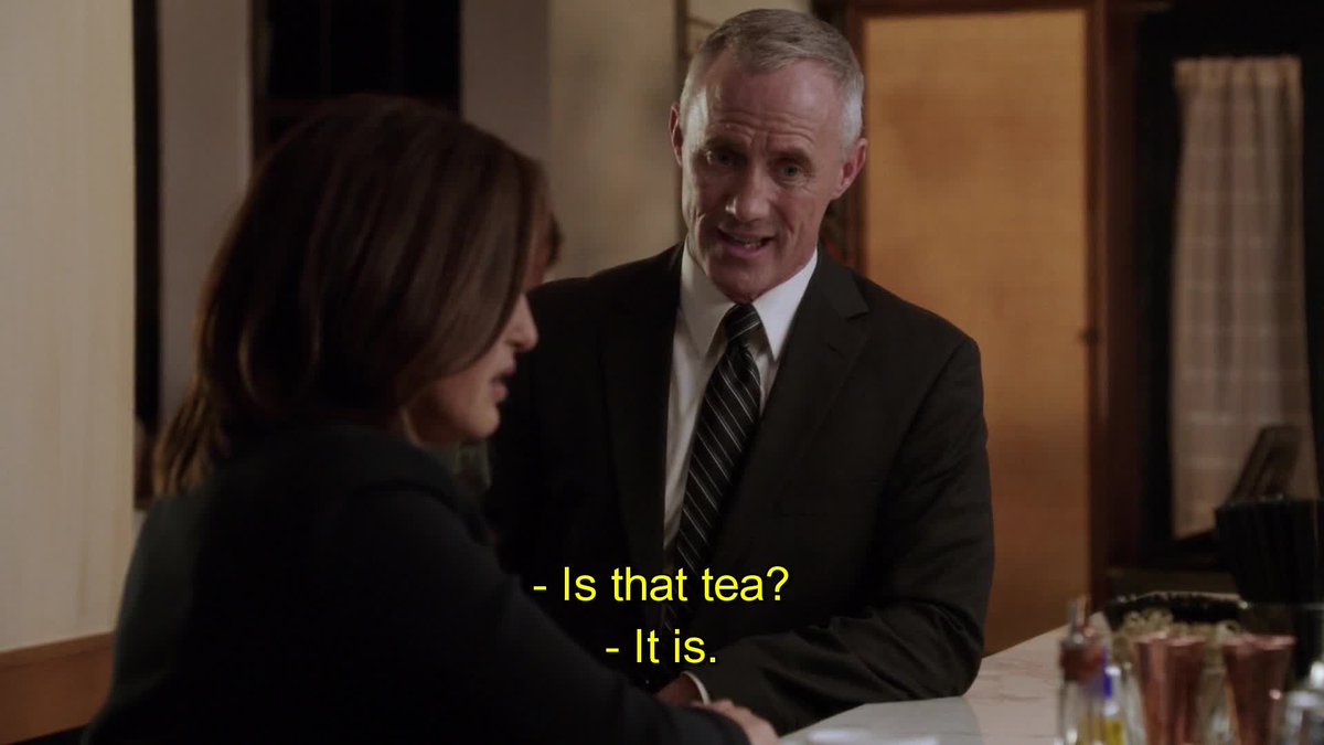 The16thPrecinct's tweet photo. 'Is that tea?'
'It is'
'Man up will ya'

#SummerViewingUnit #SVURewatch #Tuckson
(iTunes, DVD, DVR, Hulu,Netflix) Surrendering Noah 16.23 https://t.co/9wZ0H3RFHk