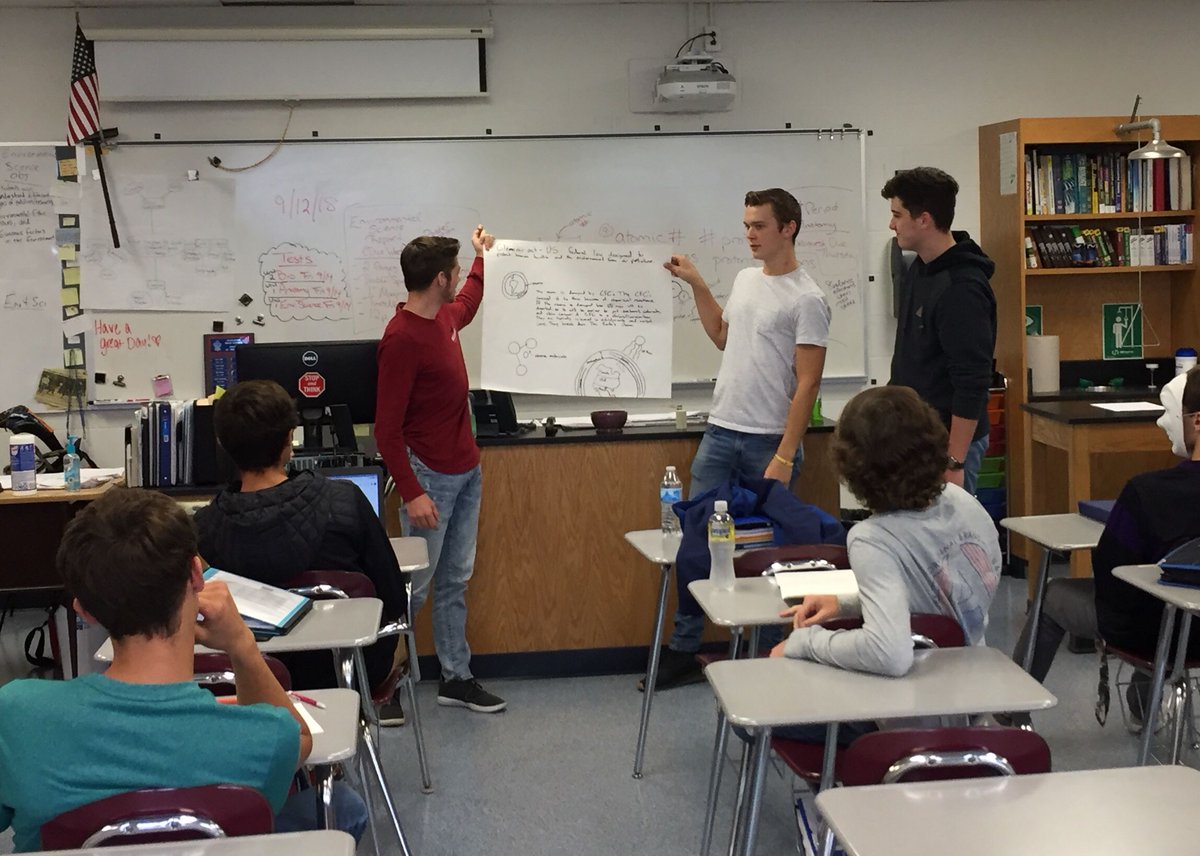 mapletonproud's tweet image. The Ecology/Environmental Science class presented their posters or reports on the ozone layer today.