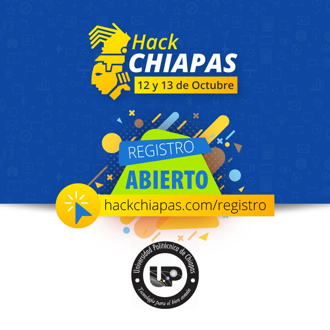hackchiapas's tweet photo. Desde hace unos meses hemos estamos trabajando para realizar en este año Hack Chiapas 2018. Y hoy queremos anunciar el lanzamiento para el registro a participantes, para todos aquellos interesados en participar.  🎉🎊🎊 
Registro
https://t.co/6zAYHOhz2l https://t.co/FIlm8cTkDH
