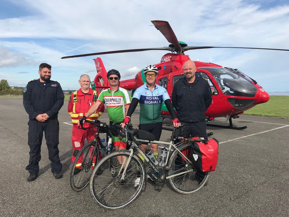 Day 12 of 12: The boys visit the Cardiff <a href="/air_ambulance/">Wales Air Ambulance Charity</a> centre to complete their amazing 700 mile cycle ride - they've done their bit folks so let's all give generously to these worthy causes... <a href="/air_ambulance/">Wales Air Ambulance Charity</a>  justgiving.com/Chris-Rob-Arou… and <a href="/BloodBikesWales/">Blood Bikes Wales</a> justgiving.com/fundraising/Ch…