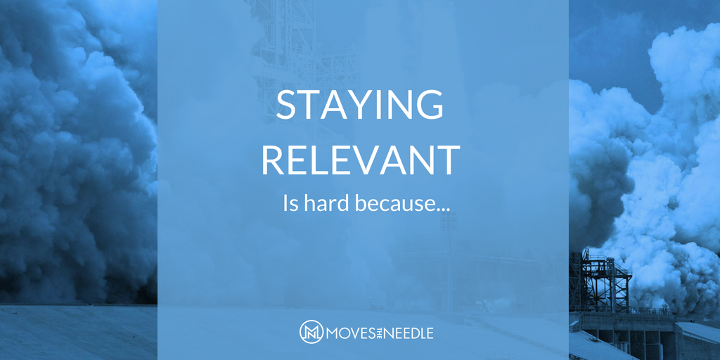 MovesTheNeedle's tweet photo. Complete this sentence: "Staying relevant is difficult for companies because..." https://t.co/zyGqzVdBeU