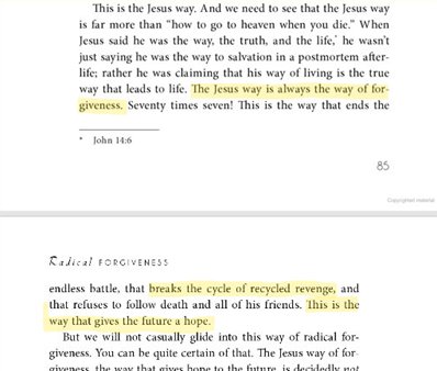 Pic1 = Excerpt from "The Deep Oil of Forgiveness" by Tim Clinton, published online in several places.Pic2 = Excerpt from "Radical Forgiveness: God's Call to Unconditional Love,"by Brian Zahnd, 2013.