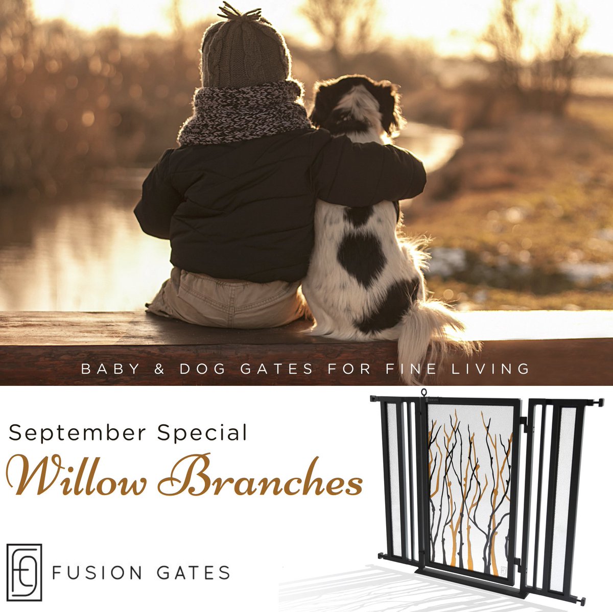 Stylish baby and dog gates for fine living. Check out our September Special. Go to fusiongates.com and see all 25 designs. Safe and sensational.
