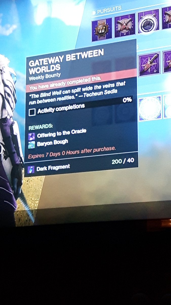 vegarduu's tweet photo. @DeeJ_BNG Ok Deej so after I finished the gateway between the world's bounty, I received the offering to the Oracle and decided to wait to pick up the loot I shod haw gotten. And what I mean is when I went to get it I realized that the offering was gone! what now? 🤔 https://t.co/kTtTffAwvy