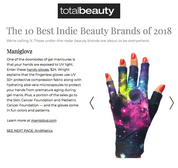 dnapublicity's tweet photo. Congratulations to @maniglovz for being named one of @TotalBeauty’s Top 10 Best Indie Beauty Brands of 2018! #maniglovz #totalbeauty #top10 #best #indiebrand #2018 https://t.co/iN6ZjN4s2k