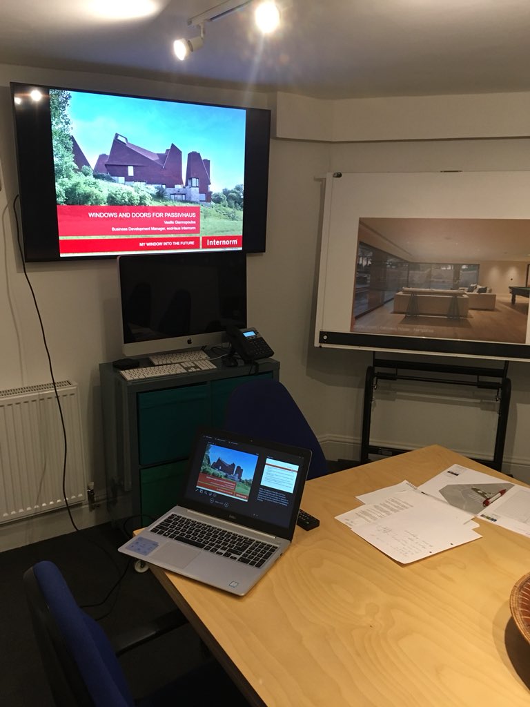 Really interesting #CPD presentation earlier today at <a href="/nsa_design/">NickShippArchitects</a> in #Bath followed by great discussion about the merits of #Passivhaus and how the high performing <a href="/ecohausuk/">ecoHaus</a> <a href="/InternormUK/">Internorm Windows UK Ltd</a> #windows can help us achieve the rigorous requirements in relation to minimal heating demand