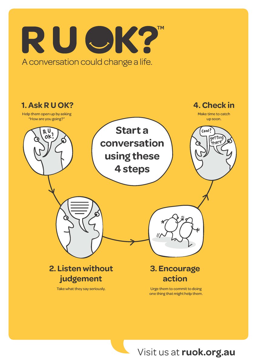 NSWEducation's tweet photo. Don't forget that a conversation can change a life!

Ask honestly and listen openly #RUOK? https://t.co/N82N2lwFoS
