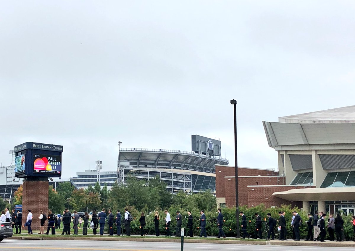 ParfittBeth's tweet photo. Huge lines for @penn_state career days @JordanCenter this week. Good thing @PSU_AE has its OWN career fair there next Tuesday—the largest AE fair in the country! #weare #buildingbettercareers #gotjobs @PSUEngineering @buildingfailure https://t.co/4tjW2GxP72
